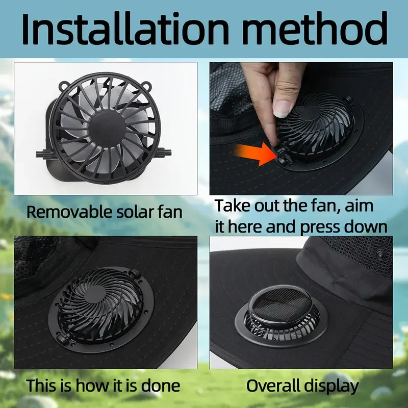Large Size Quick Dry Bucket Hat with Solar Powered Fan USB Charging Sun Hat for Men Outdoor Hiking Camping Fishing Cooling Wear thumbnail 5