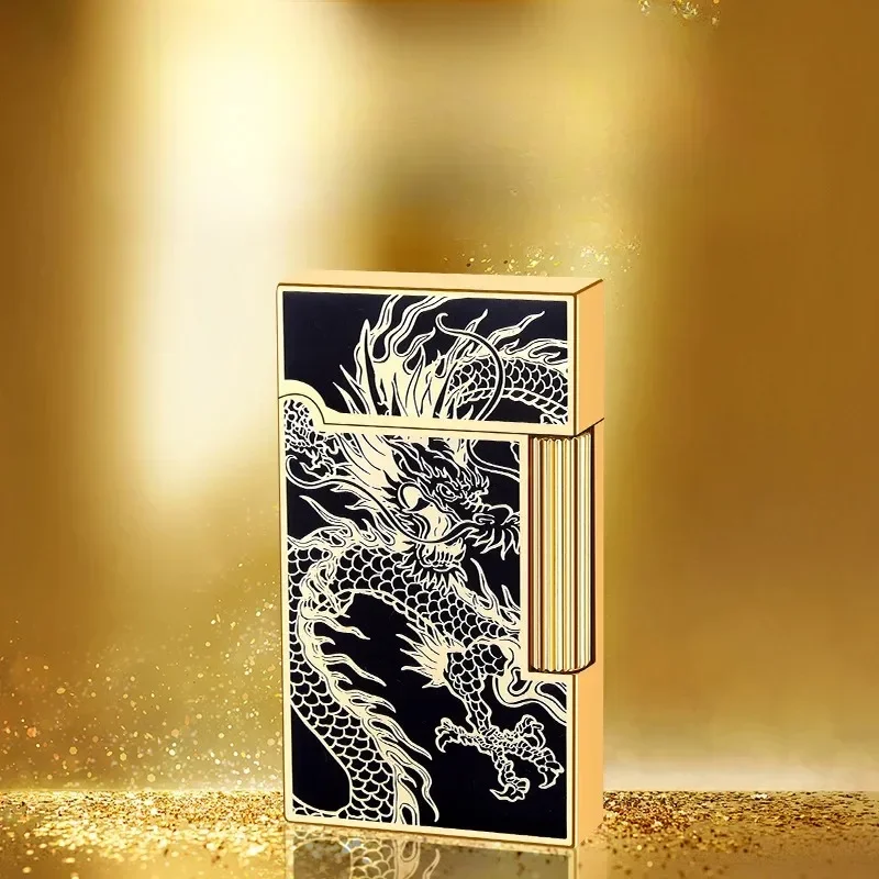 Steel Tone Grinding Wheel Open Flame Gas Lighter Side Slide Oblique Fire Metal Torch Lighter Cigarette Gift Men Gadget Birthday thumbnail 4