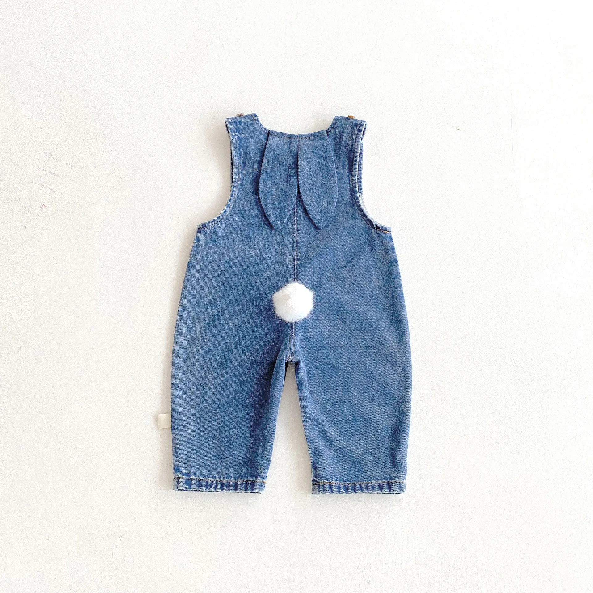 Autumn and winter baby denim overalls with rabbit ears, cute long pants and one-piece pants thumbnail 3