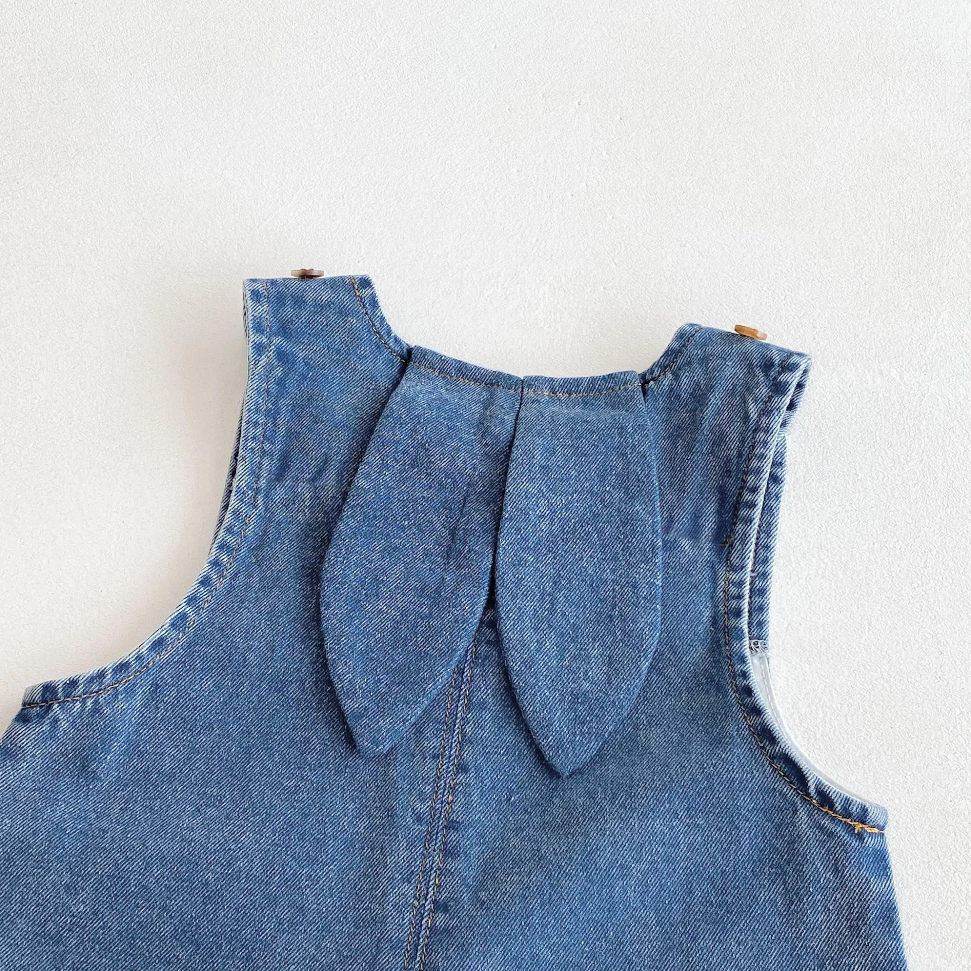 Autumn and winter baby denim overalls with rabbit ears, cute long pants and one-piece pants thumbnail 5