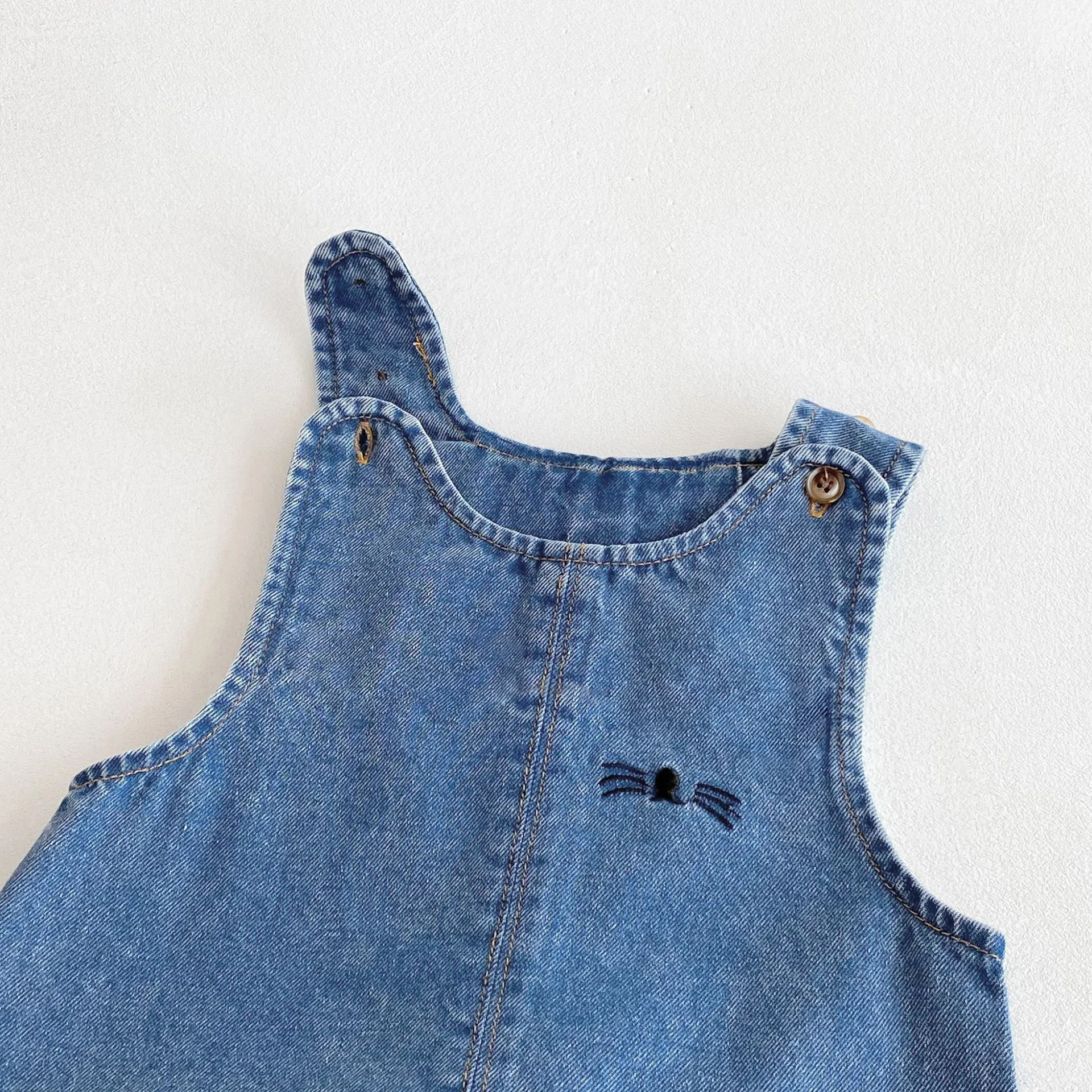 Autumn and winter baby denim overalls with rabbit ears, cute long pants and one-piece pants thumbnail 4