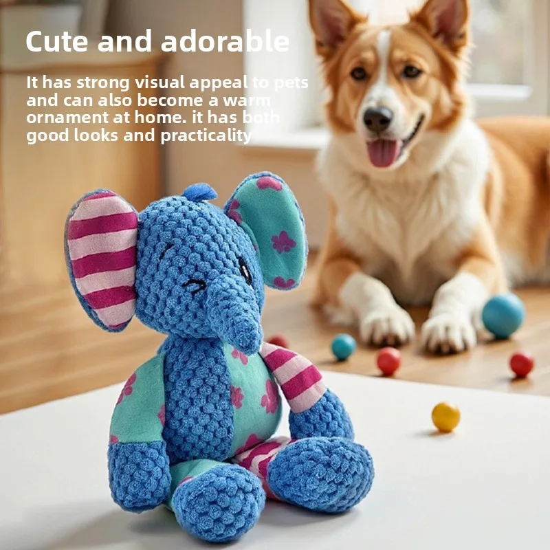 Pet Dog Plush Toy Cute Fox Elephant Bite Resistant Interactive Squeaky Dog Chewing Toy Dog Teeth Cleaning Sounding Doll Chew Toy thumbnail 6