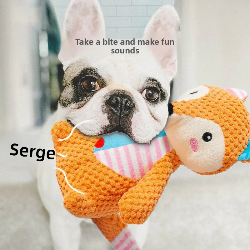 Pet Dog Plush Toy Cute Fox Elephant Bite Resistant Interactive Squeaky Dog Chewing Toy Dog Teeth Cleaning Sounding Doll Chew Toy thumbnail 5