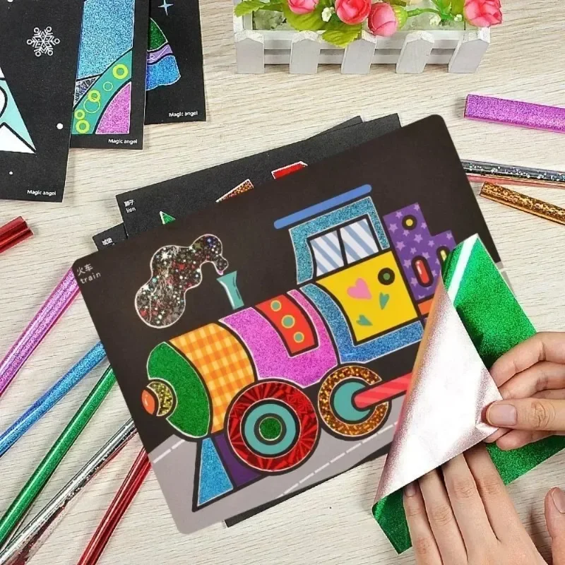 Magic Painting 12Pcs DIY Cartoon Crafts for Arts & Crafts Children Creative Drawing Educational Learning Coloring Book Set