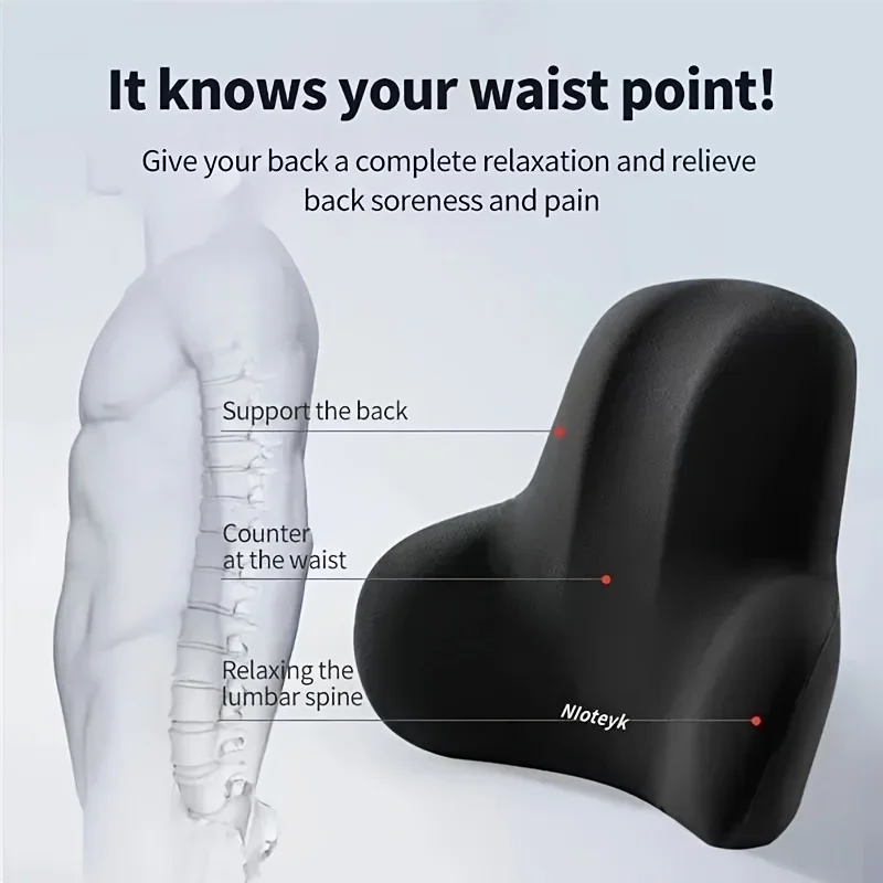 1pc Memory Foam Lumbar Back Cushion for Car Office Gaming Chairs and Postpartum Waist Support Multi Functional Pain Relief Pillo thumbnail 2