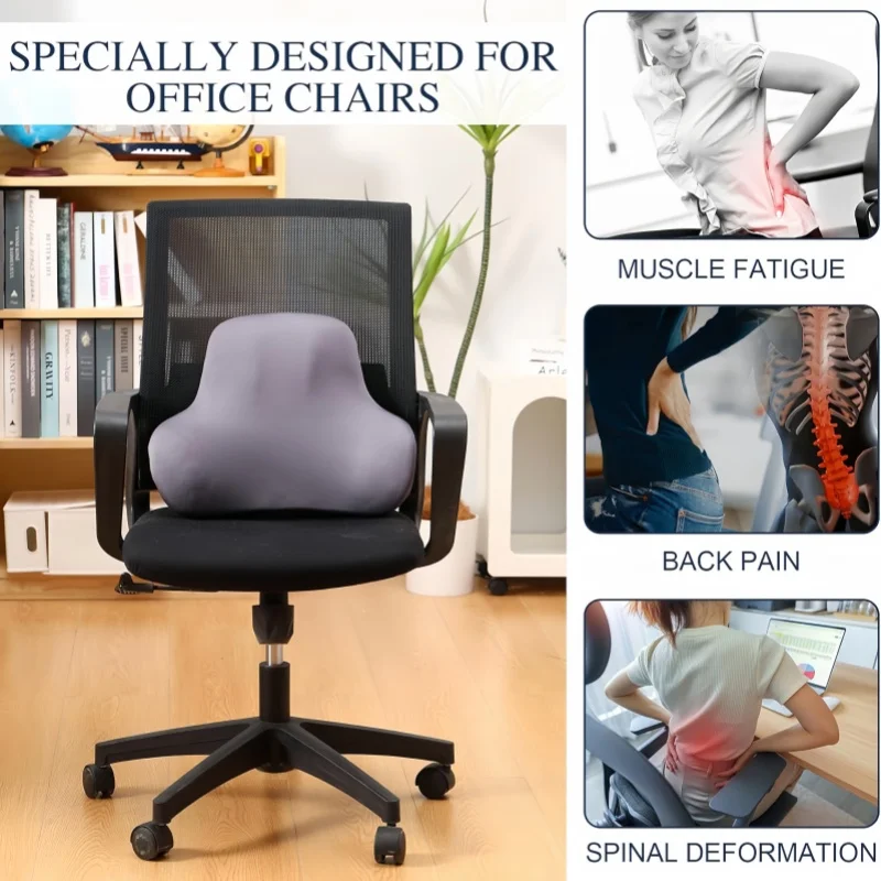 1pc Memory Foam Lumbar Back Cushion for Car Office Gaming Chairs and Postpartum Waist Support Multi Functional Pain Relief Pillo thumbnail 4