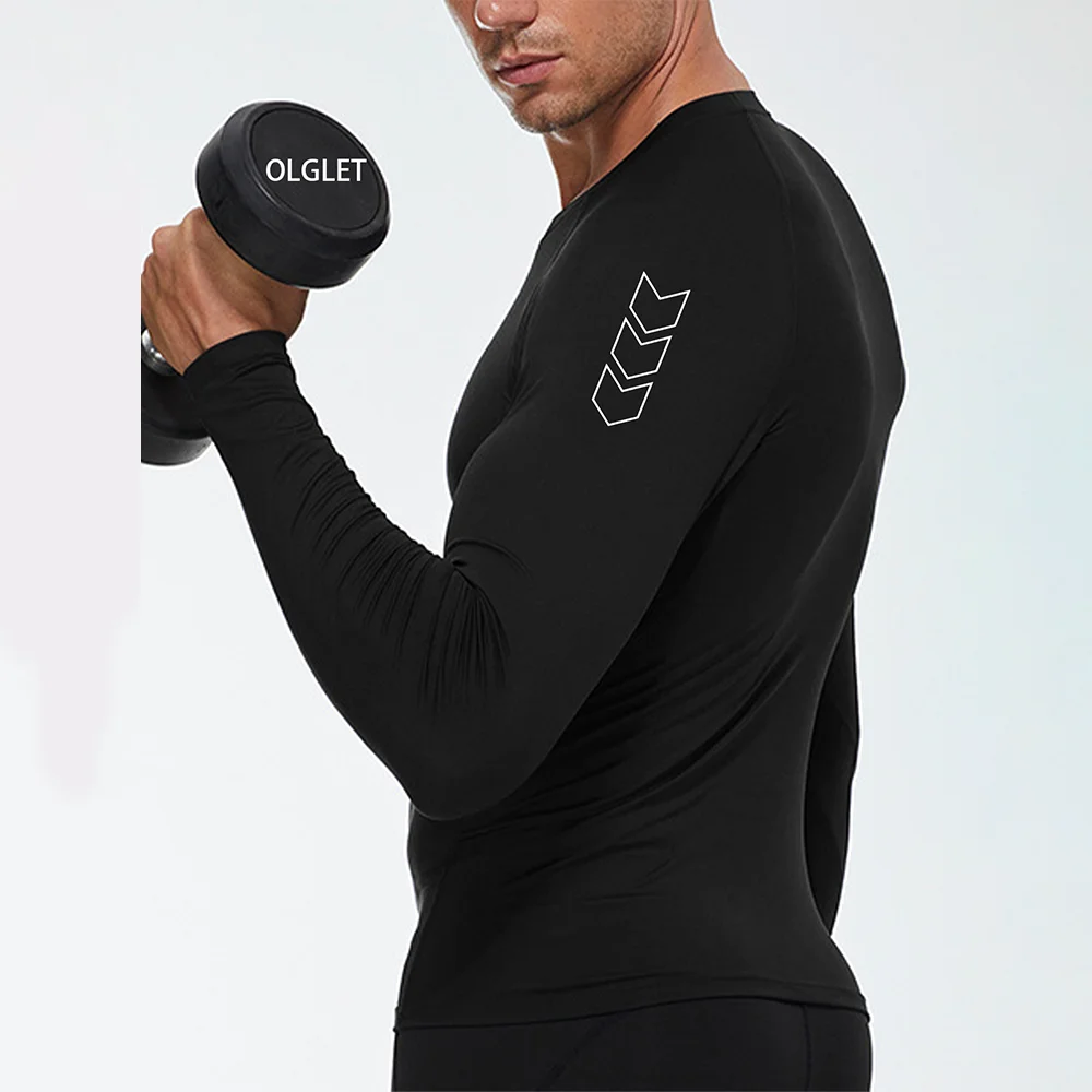 Men's Compression Long Sleeve Shirt Black Fitness T-shirt Male Running  Quick Drying Gym Top Sun Protection Sports Base Layer thumbnail 3