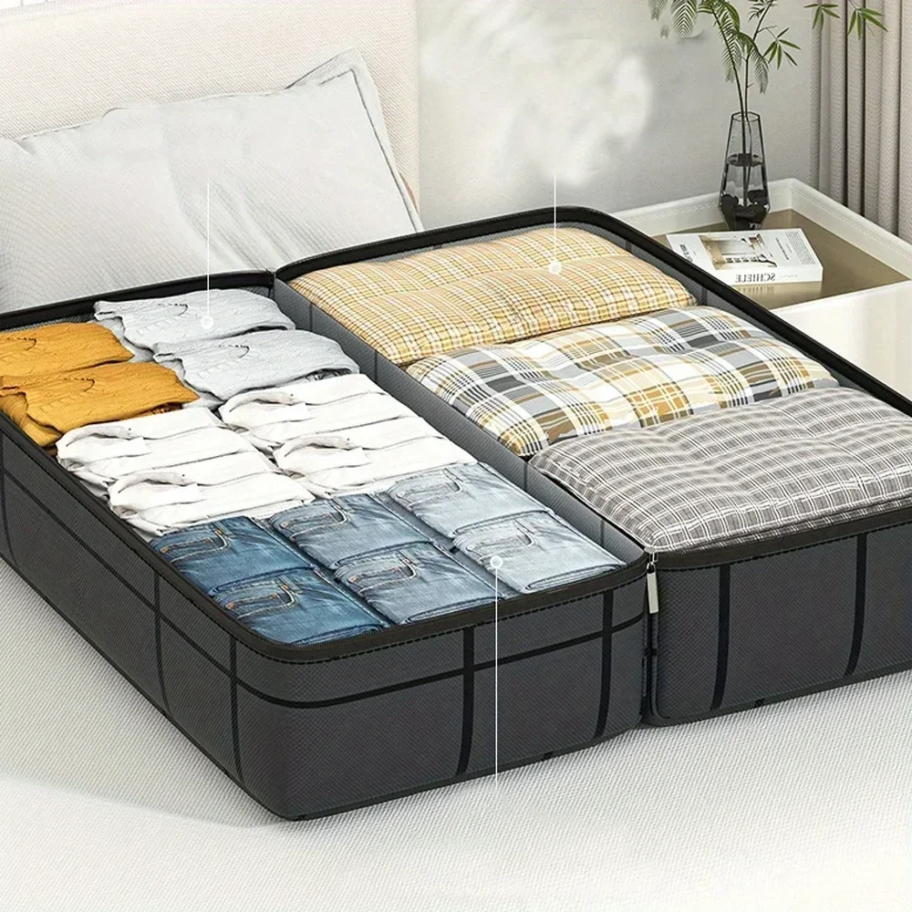 1pc Large-capacity Hand-held Clothes Storage Bag Foldable Dust-proof Non-woven Fabric Packing Bags Bedroom Wardrobe Organizer thumbnail 3