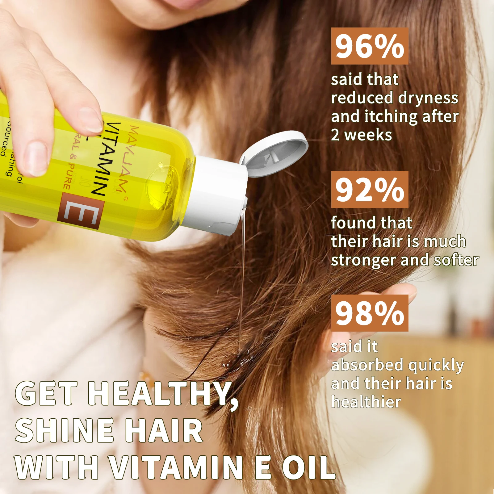MAYJAM Natural & Pure Vitamin E Oil Skincare Moisturizing Brighten Skin Tone 118ml 236ml Face Care Oil thumbnail 6