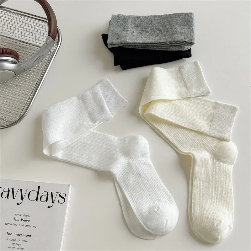 1/4paris Women Stockings Women's Mid-calf Socks JK Lolita Sweet Girls Long Socks Stocking Solid Color Black White Gray Knee Sock thumbnail 4