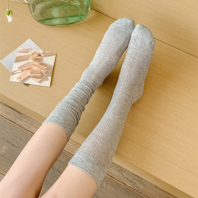 1/4paris Women Stockings Women's Mid-calf Socks JK Lolita Sweet Girls Long Socks Stocking Solid Color Black White Gray Knee Sock thumbnail 6