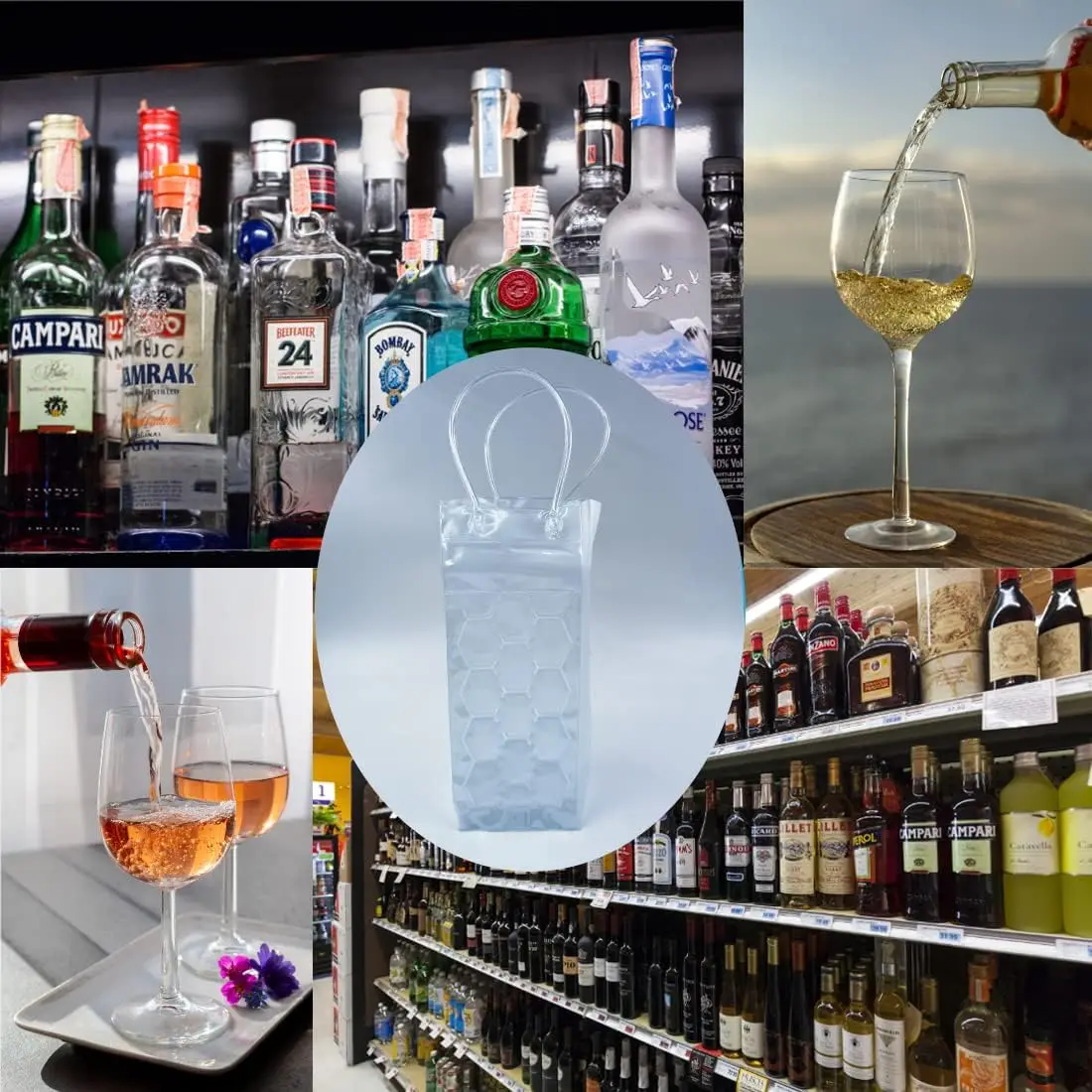 Ice Wine Bag Holder Champagne Beer Cooler Wine Glass Holder Whisky Can Drink Cooler Gel Cooling Chiller Bar Accessories thumbnail 5