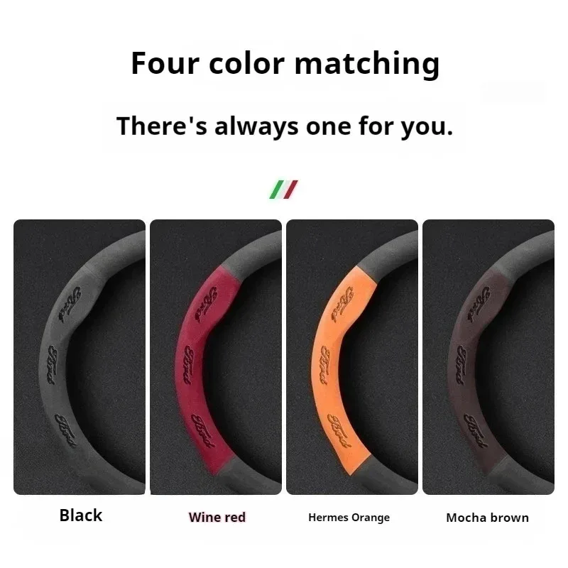 Car Suede Anti-slip Steering Wheel Cover For Ford Mondeo Focus Raptor Puma Edge Explorer Ecosport Ranger F150 Kuga Fiesta Fusion thumbnail 4