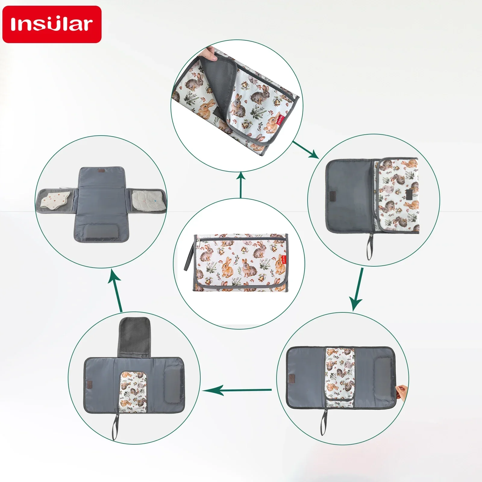 INSULAR Baby Nappy Changing Cushion Fordable Storage Bags Waterproof Kids Washable Mattress Mother-Infant Care Products thumbnail 5