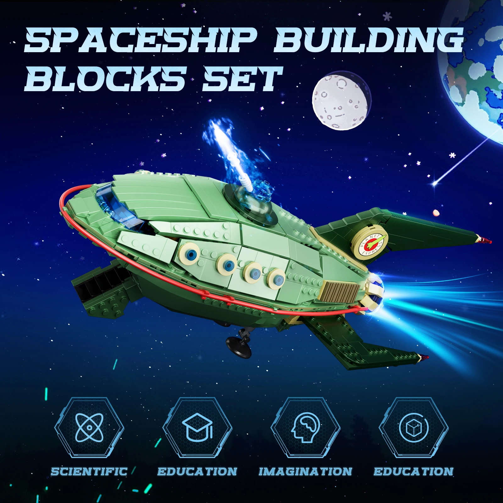 Back Future Planet Express Ship Building Blocks Kit Spaceship Toys Bricks Model Home Decoration Gifts for Fans Kids(928 PCS) thumbnail 2