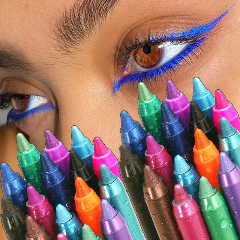 Long-lasting Glitter Eyeliner Pencil Waterproof High Pigment Green Brown Smooth Eyeshadow Eyeliner Pen Women Fashion Eye Makeup