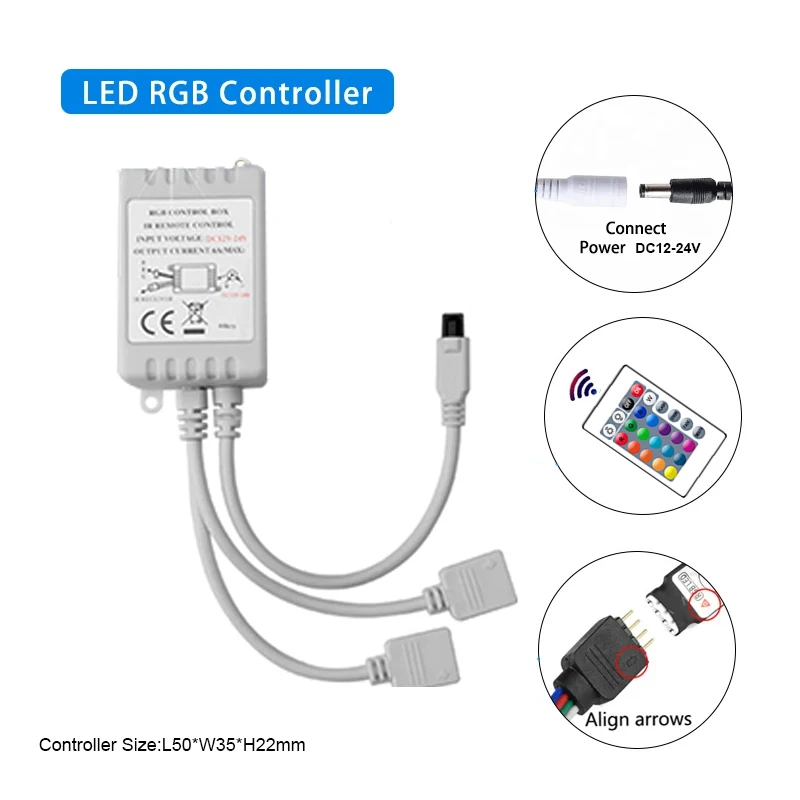 Rgb Controller 12v 4pin Rgb LED Lights Controller Box Receiver Smart Controler 24key Remote RGB Led Controller Color Changing thumbnail 5