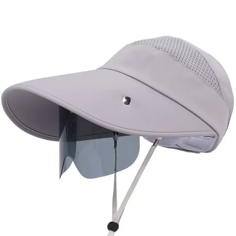 Summer Women's Large Brim Sun Hat Outdoor Cycling Face Covering Sunglasses Fashionable Sun Protection Hat Casual Beach Hat thumbnail 5