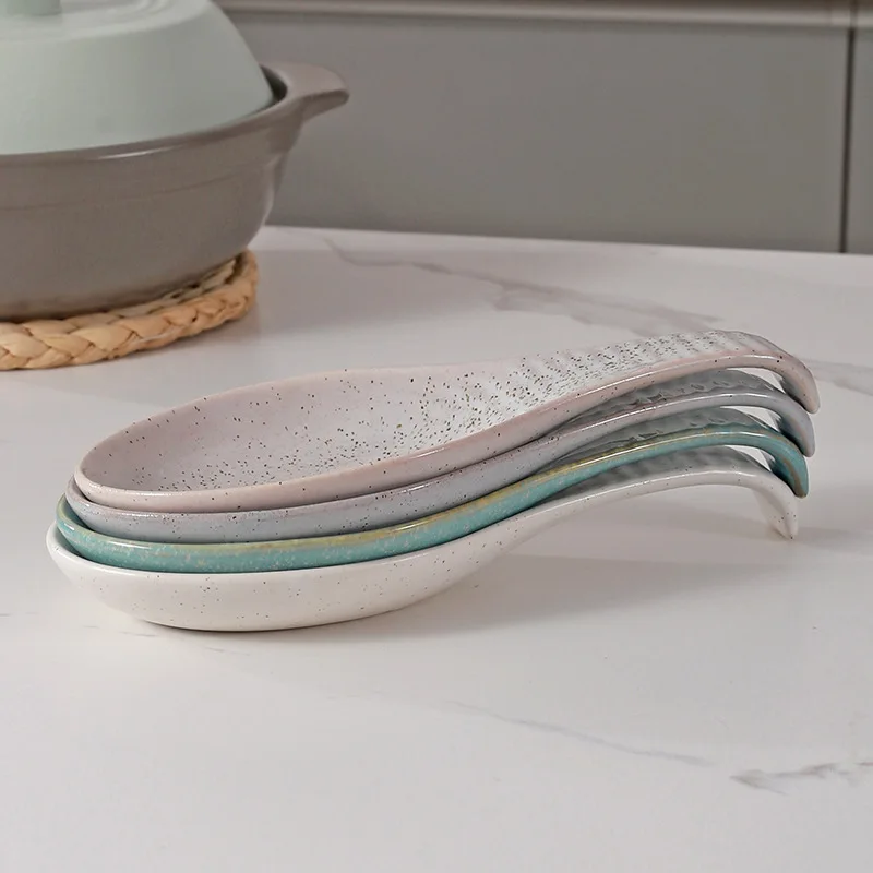 Porcelain Spoon Rest,Ceramic Utensils Holder for Stove Top,Kitchen Counter Cooking Tools Organizer, Spatula Ladle Tongs thumbnail 3