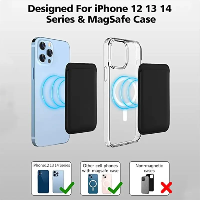 Mobile phone Leather Wallet Case For iPhone 14 13 12 Card Holder with 15 Pro Max MagSafe Magnet Wallet Leather Compatible thumbnail 4