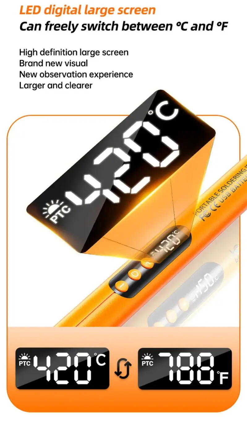 USB Wireless  Digital Electric Soldering Iron Kit  Cordless Adjustable Temperature 300-450℃ Smart Welding Solder Tool thumbnail 2