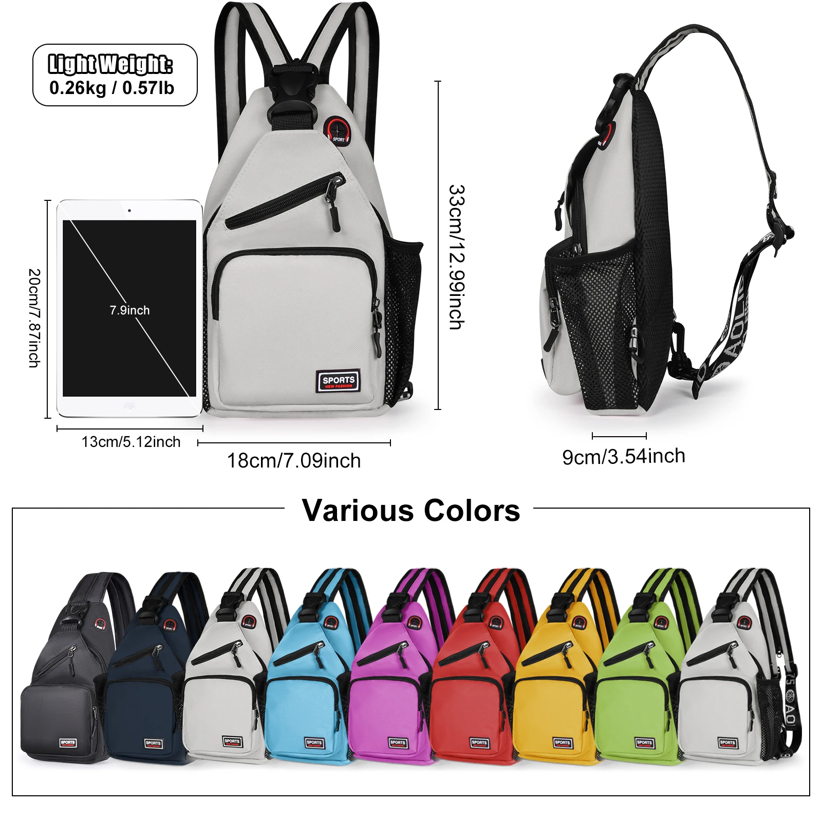 Women Chest Bags Adjustable Backpack and Single Shoulder Bag With Earphone Hole Girl Small Sports Travel Messenger Oxford Bag thumbnail 2
