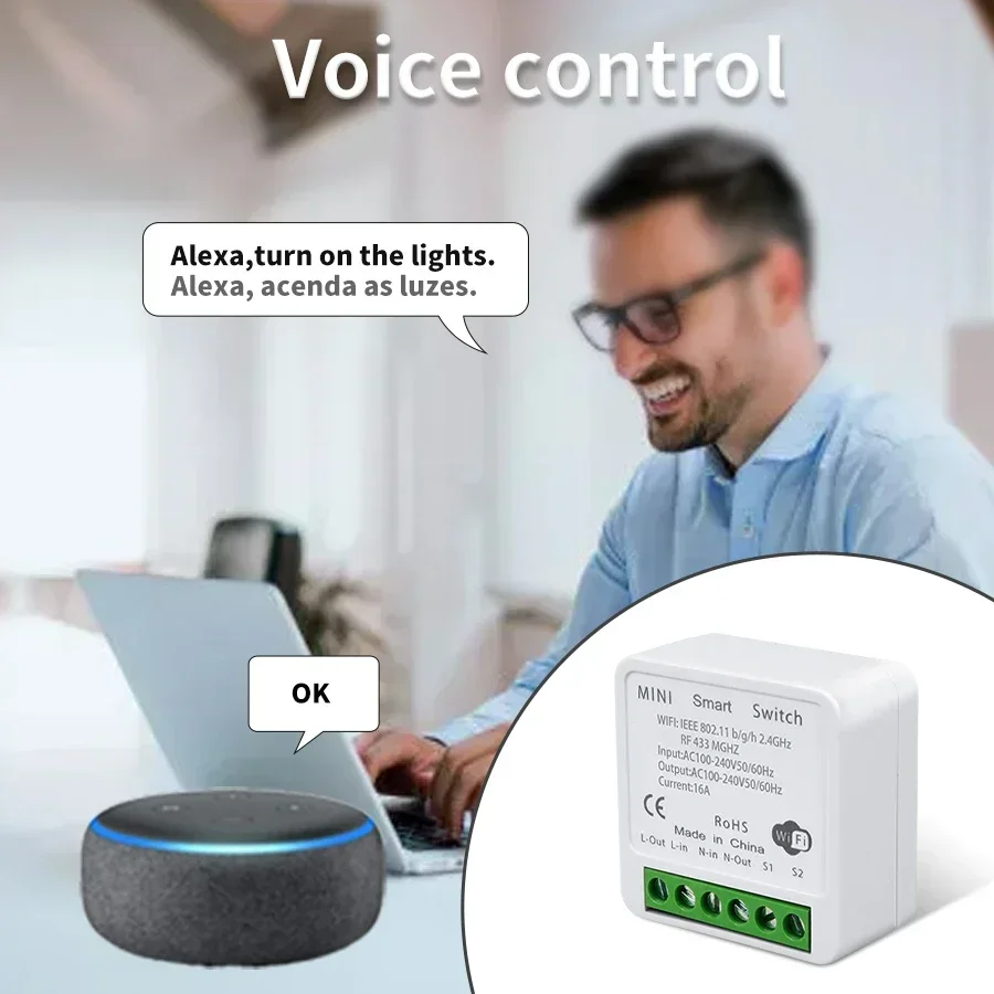 Tuya Smart WiFi Switch RF 433MHz Wireless Panel Switch 1/2/3Gang Smart Life APP Voice Control Alexa Google Home DIY LED Lighting thumbnail 3