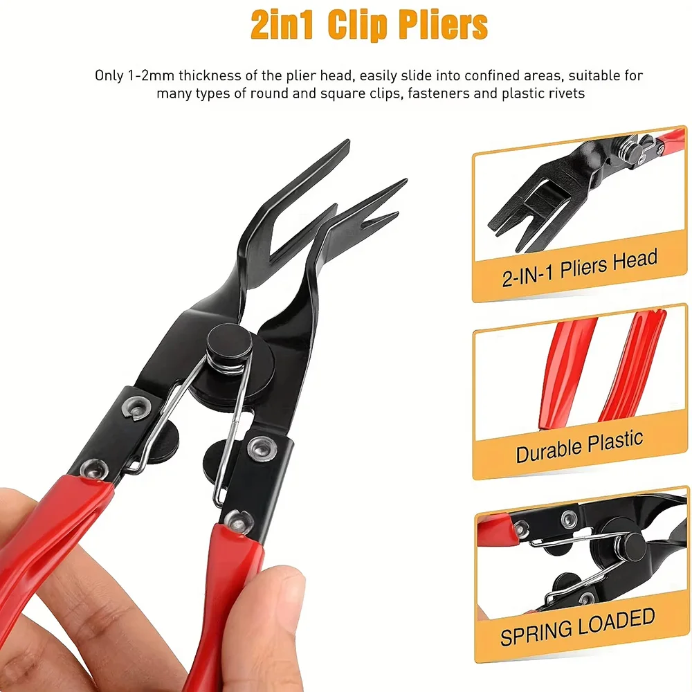Car Clip Removal Pliers Tools Auto Body Panel Door Fastener Push Pin Trim Removal Tool Kit Automotive Pry Tool Repair Set thumbnail 5