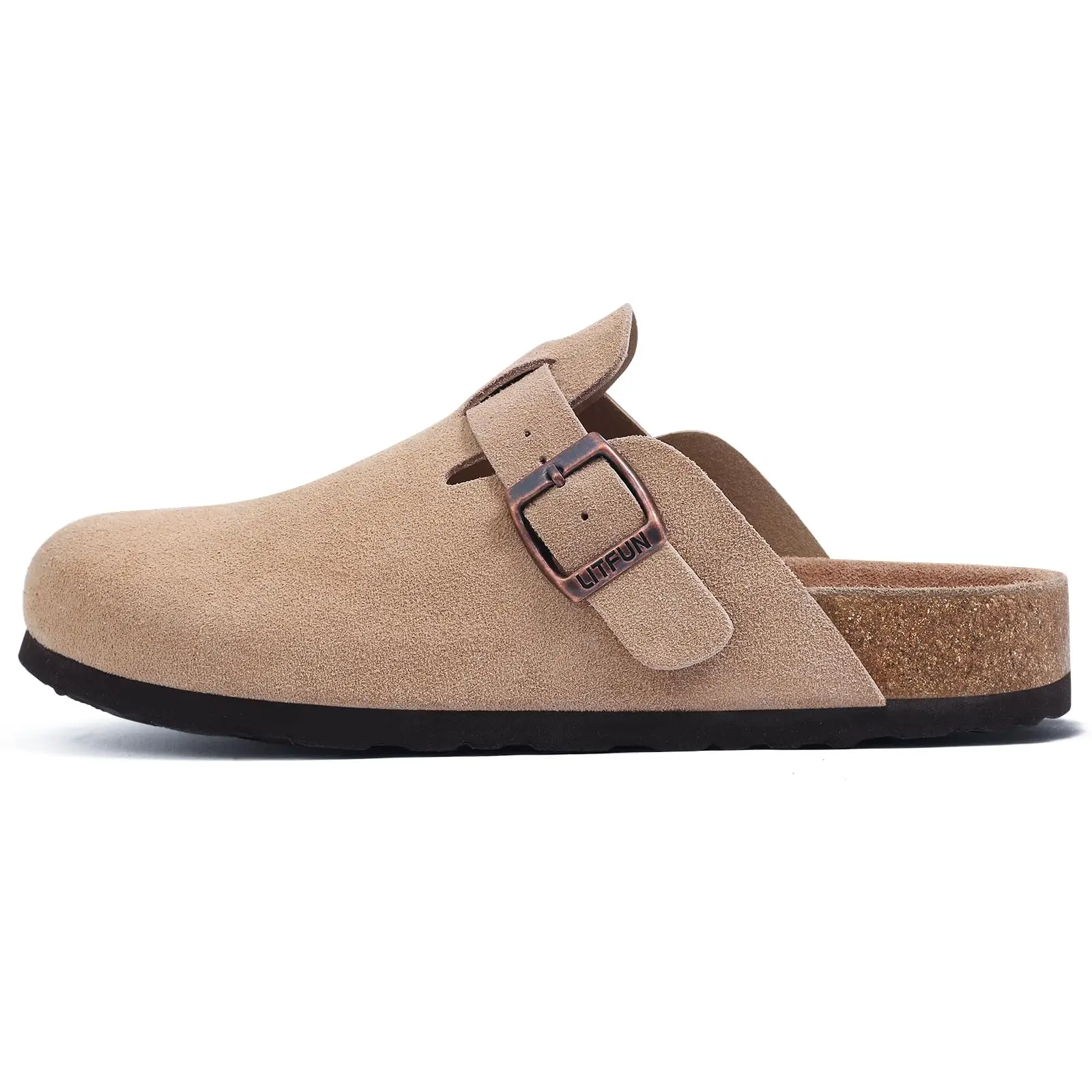 Litfun Suede Cork Clogs For Women Men Genuine Summer Clogs with Arch Support Cork Leather House Mules Shoes Thick Beach Sandals thumbnail 4