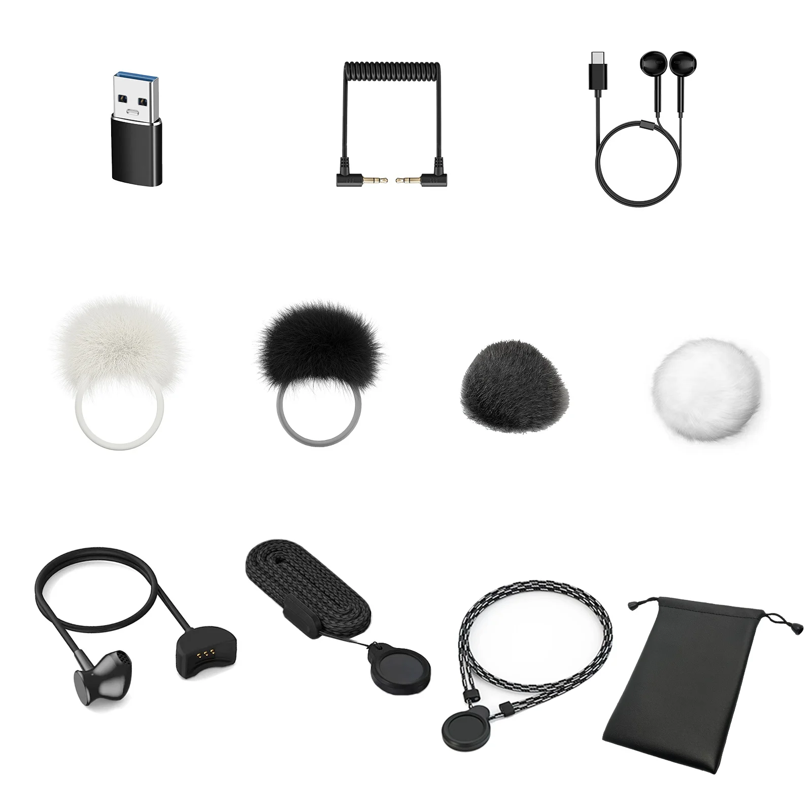 Wireless Lavalier Microphone Accessories Microphone Headphone Type c to USB Adapter 3.5mm Audio Cable for Video Recording