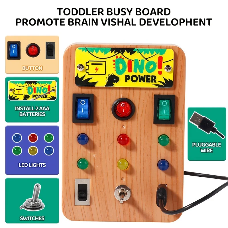 Children's Montessori LED light busy board simulation switch power board light button intelligence early education learning toys thumbnail 6