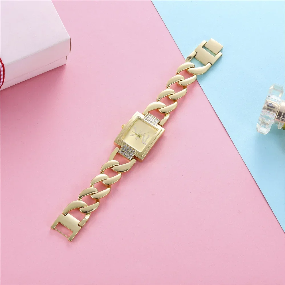 Luxury Women's Watch Fashion Elegant Style Ladies Watch Metal Square Trendy Quartz Watch for Women Bracelet Wristwatch Clock thumbnail 4
