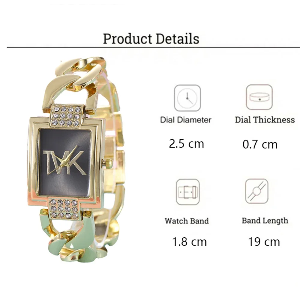 Luxury Women's Watch Fashion Elegant Style Ladies Watch Metal Square Trendy Quartz Watch for Women Bracelet Wristwatch Clock thumbnail 6