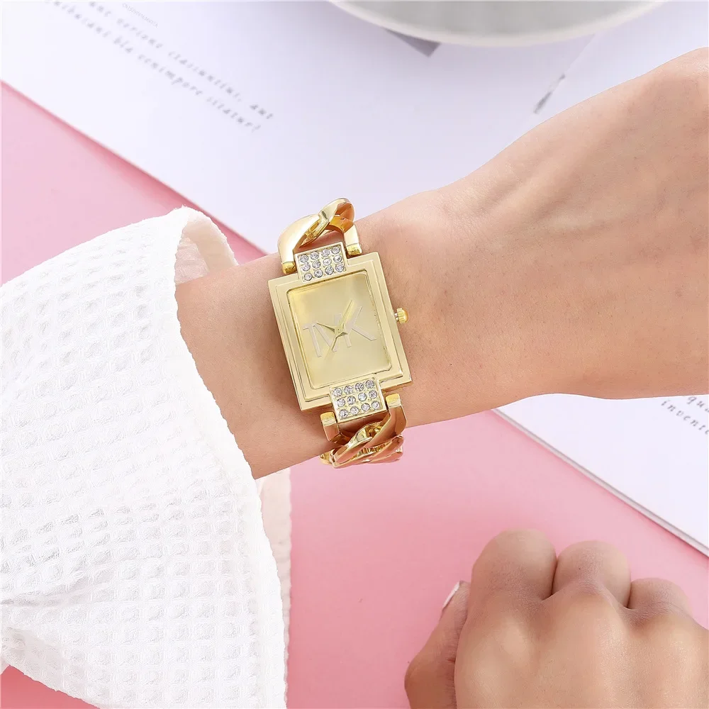 Luxury Women's Watch Fashion Elegant Style Ladies Watch Metal Square Trendy Quartz Watch for Women Bracelet Wristwatch Clock thumbnail 3