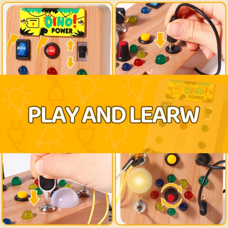 Montessori Busy Board Sensory Toy with LED Light Simulation Switch Control Board Jigsaw Early Education Learning Children's Game thumbnail 3