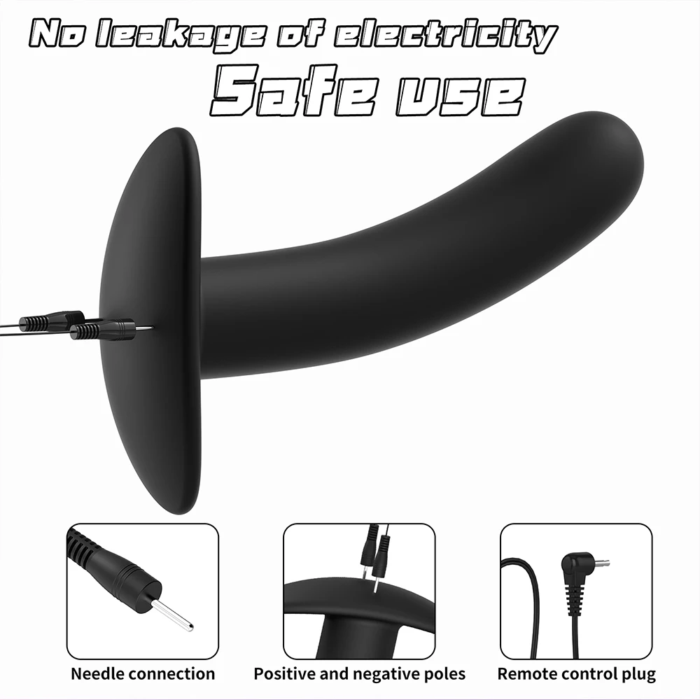 Electroshock Anal Vibrator Electric Stimulate Remote No Vibrating Butt Plug Prostate Massage Adult Women Men E-stim Anal Sex Toy thumbnail 2