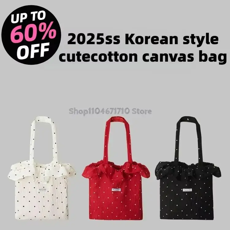 All-match Wave Point Chiffon Shoulder Bag Large Capacity Fairy Mesh Handbag Commuting Bag Korean Style Tote Bag Women thumbnail 6