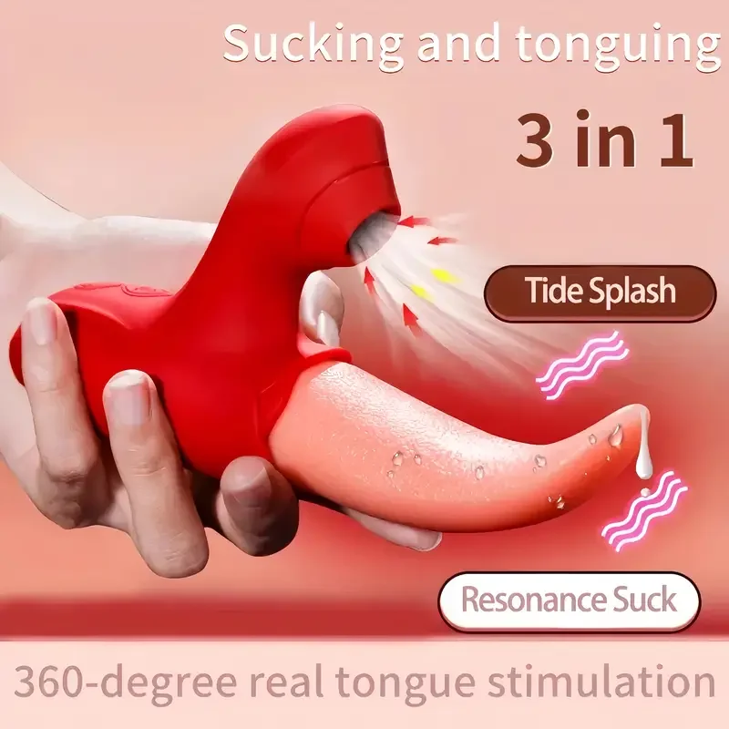 Powerful Sucking Rose Vibrator for Women With Tongue Licking Clitoral Stimulation Nipples Massager Female Adult Goods Sex Toys thumbnail 2