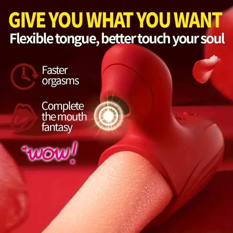 Powerful Sucking Rose Vibrator for Women With Tongue Licking Clitoral Stimulation Nipples Massager Female Adult Goods Sex Toys thumbnail 4