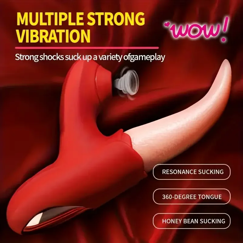Powerful Sucking Rose Vibrator for Women With Tongue Licking Clitoral Stimulation Nipples Massager Female Adult Goods Sex Toys thumbnail 3