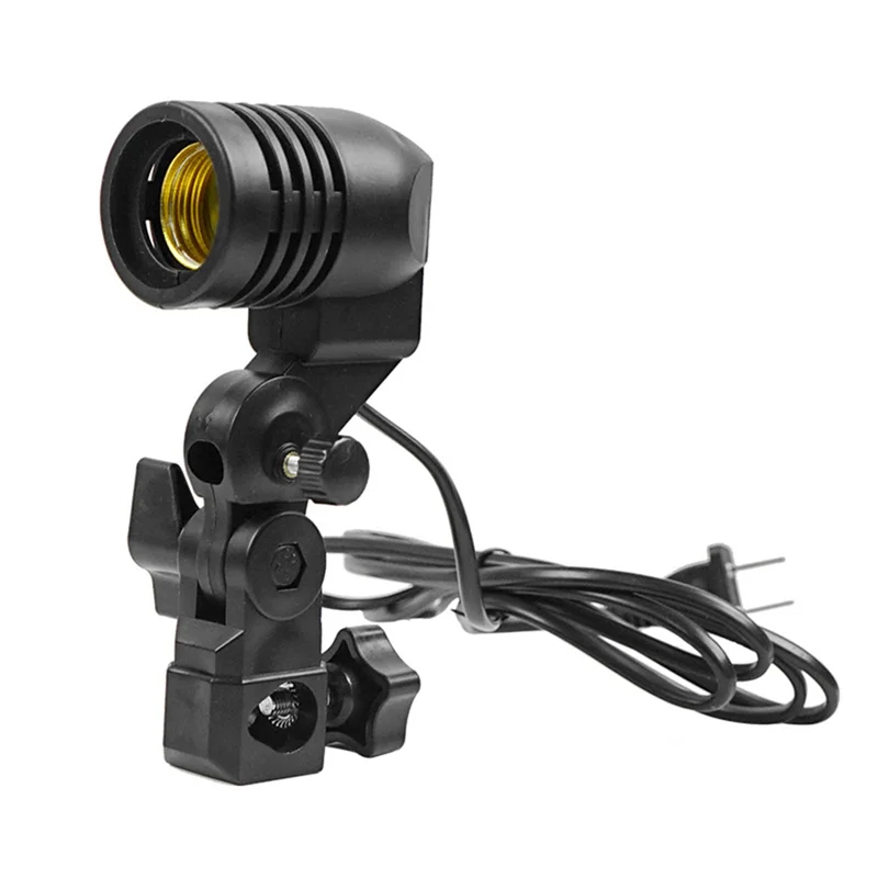 Y19A Light Lamp Photo Studio E27 AC Socket Photography 1.8M Cable Cord Bulb Stand With Umbrella Holder Bulb Mount US Plug thumbnail 6