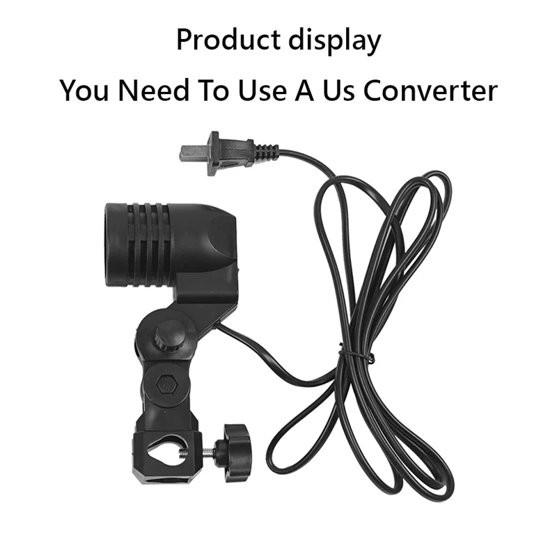 Y19A Light Lamp Photo Studio E27 AC Socket Photography 1.8M Cable Cord Bulb Stand With Umbrella Holder Bulb Mount US Plug thumbnail 2