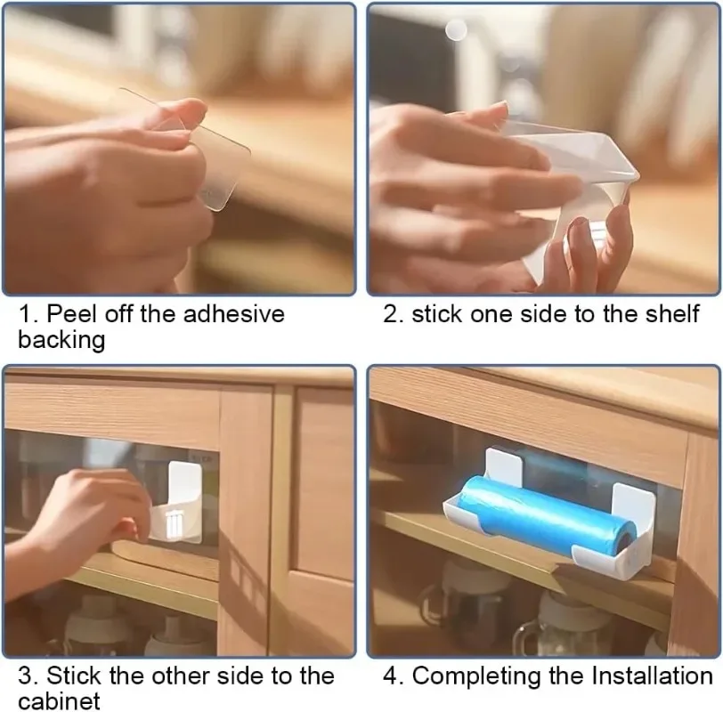 20/2PCS Wall Mounted Trash Bags Holder Garbage Bag Storage Box Organizer Plastic Bag Film Container Dispenser For Kitchen Shelf thumbnail 5