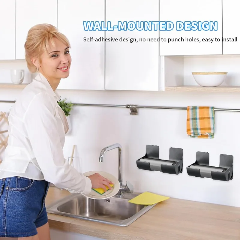 20/2PCS Wall Mounted Trash Bags Holder Garbage Bag Storage Box Organizer Plastic Bag Film Container Dispenser For Kitchen Shelf thumbnail 4