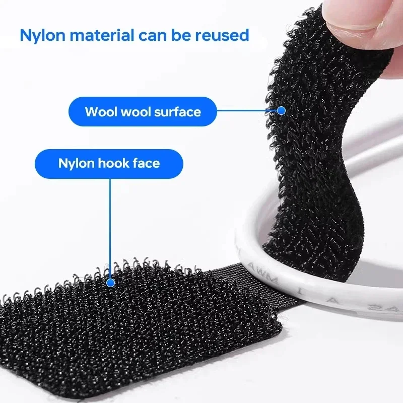 New Reusable Cable Ties Velcro Ties Self-Adhesive Power Cord Cable Holder Adjustable Cord Storage Desktop Organiser Manager thumbnail 5