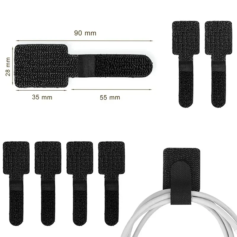 New Reusable Cable Ties Velcro Ties Self-Adhesive Power Cord Cable Holder Adjustable Cord Storage Desktop Organiser Manager thumbnail 4