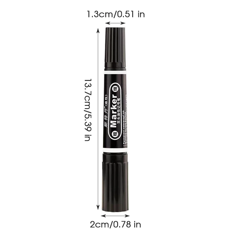 Double-Ended Oil-Based Markers,Large-Tip Pen Refillable High-Capacity Logistics Marker, 6mm-1mm Nib,Quick-Drying,Non-Erasable thumbnail 5