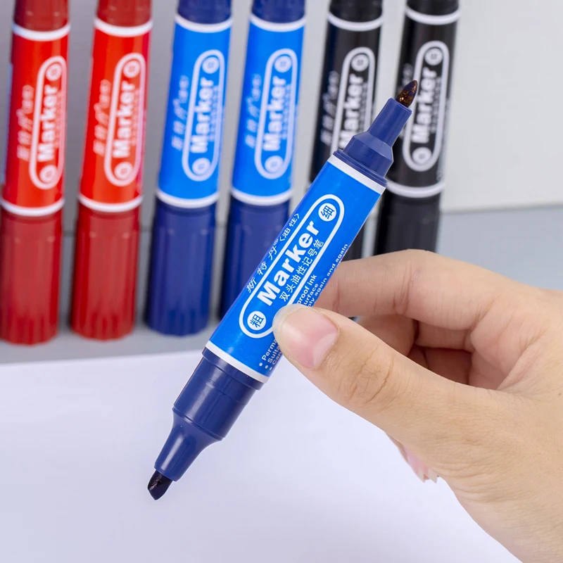 Double-Ended Oil-Based Markers,Large-Tip Pen Refillable High-Capacity Logistics Marker, 6mm-1mm Nib,Quick-Drying,Non-Erasable thumbnail 2