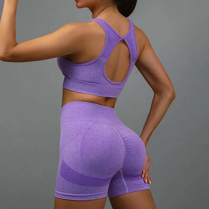 2Pcs Yoga Suit Yoga Sports Underwear Women's Fitness Suit Vest Running Sports Yoga Shorts Set Yoga Set  Workout Set thumbnail 3