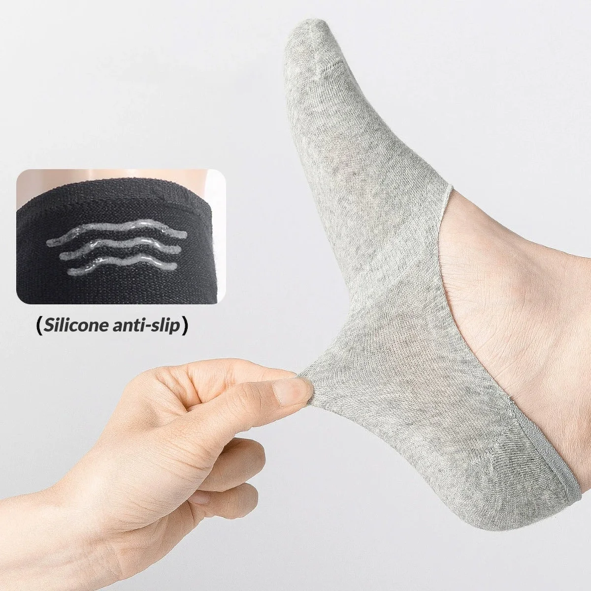 1/5 Pairs Men's Invisible Socks Slippers Cotton Silicone Non-slip Summer No-show Ankle Socks Casual Breathable Thin Boat Sock thumbnail 4